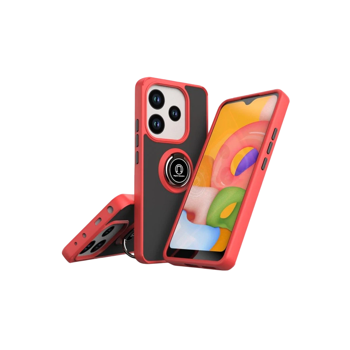 Newface Xiaomi Redmi Note 14 4G Montreal Yüzüklü Silikon Kapak - Kırmızı — görsel 2