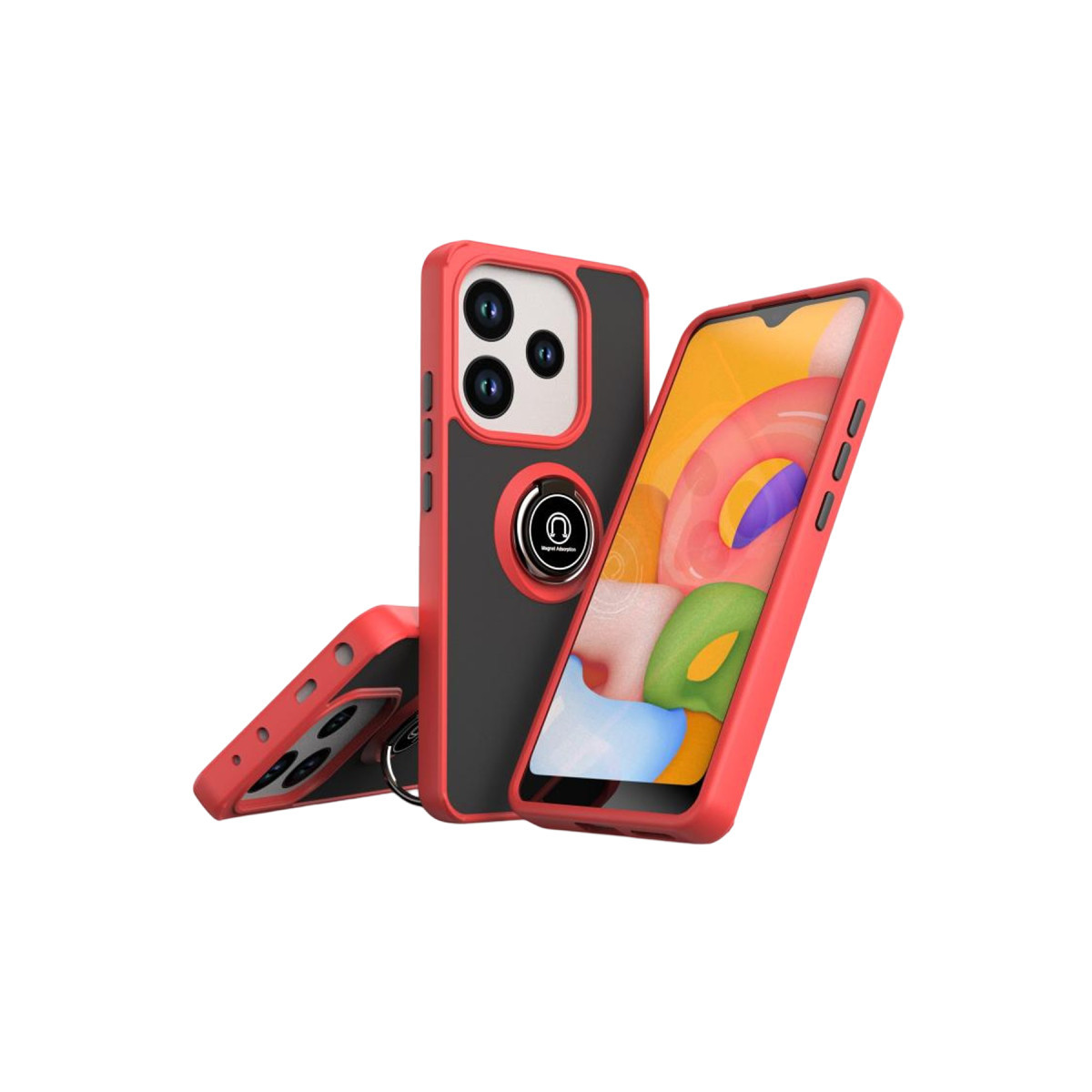Newface Xiaomi Redmi Note 14 4G Montreal Yüzüklü Silikon Kapak - Kırmızı — görsel 3