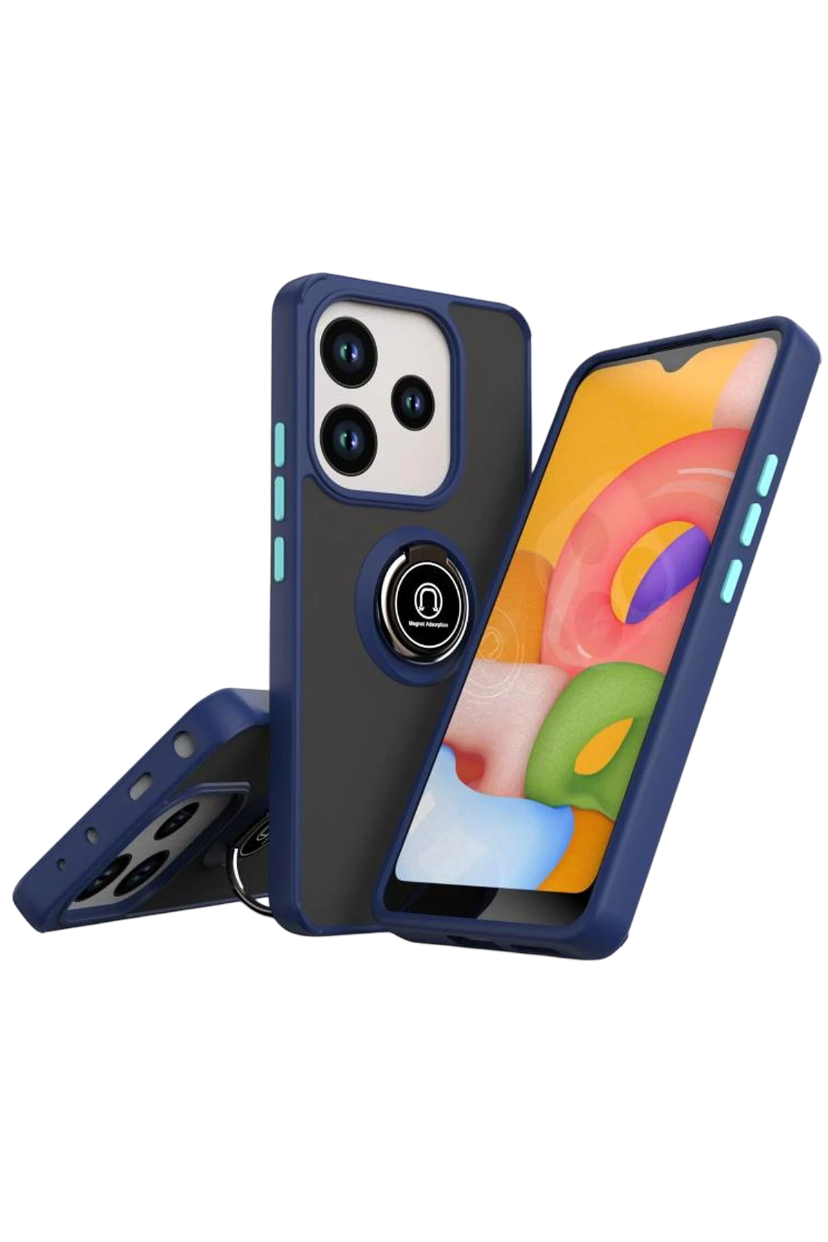 Newface Xiaomi Redmi Note 14 4G Montreal Yüzüklü Silikon Kapak - Lacivert