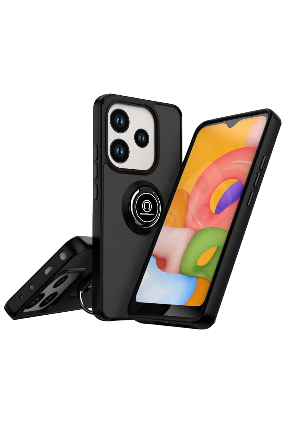 Newface Xiaomi Redmi Note 14 4G Montreal Yüzüklü Silikon Kapak - Siyah