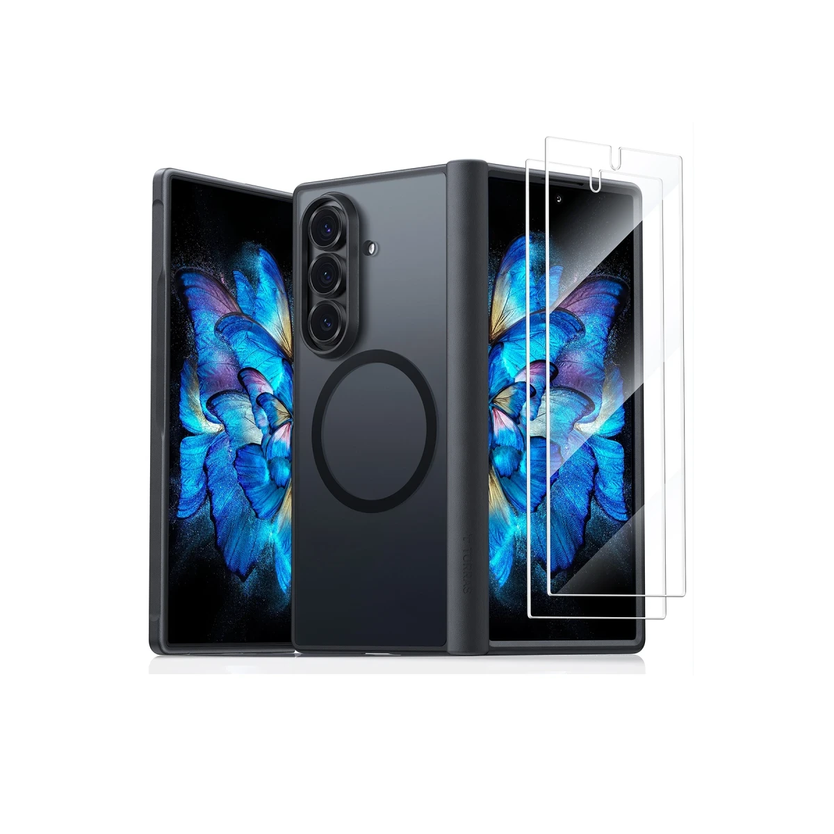 Torras Samsung Galaxy Z Fold 7 2 Adet Ekran Koruyuculu Guardian Magsafe Kılıf - Siyah