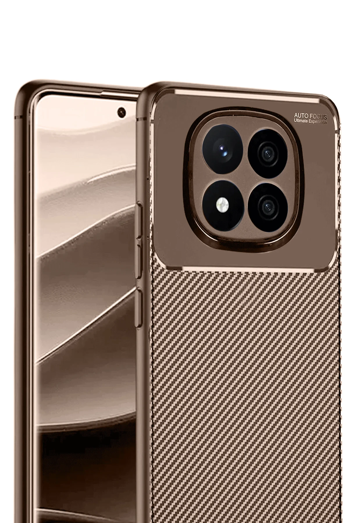 Newface Xiaomi Redmi Note 14 Pro 5G Kılıf Auto Focus Karbon Kapak - Kahverengi
