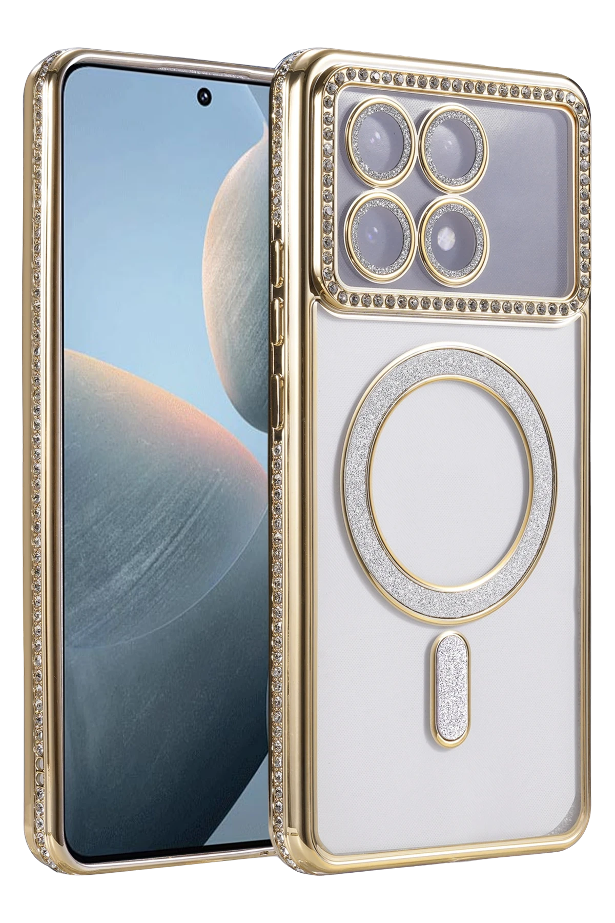 Newface Xiaomi Poco X6 Pro Joke Simli Magneticsafe Kılıf - Gold