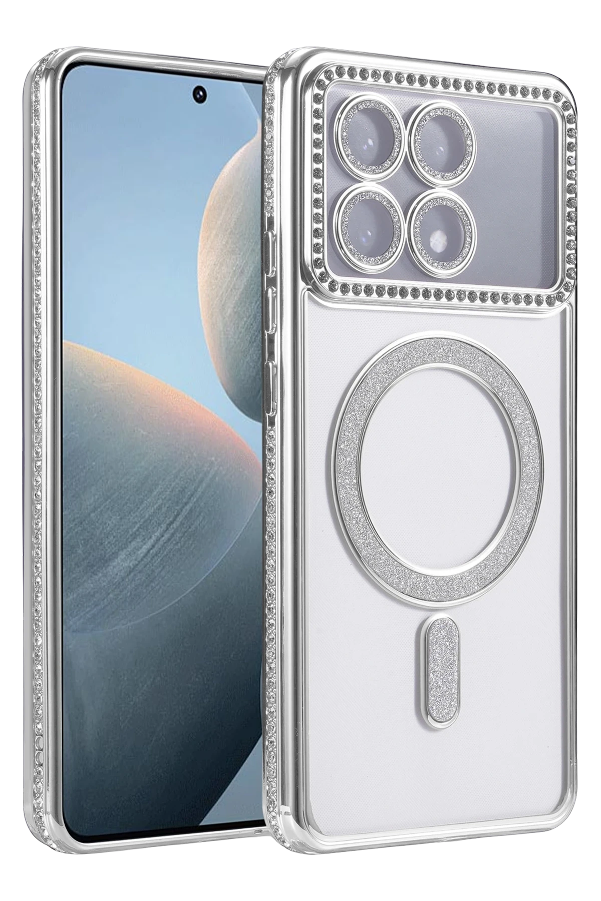 Newface Xiaomi Poco X6 Pro Joke Simli Magneticsafe Kılıf - Gümüş