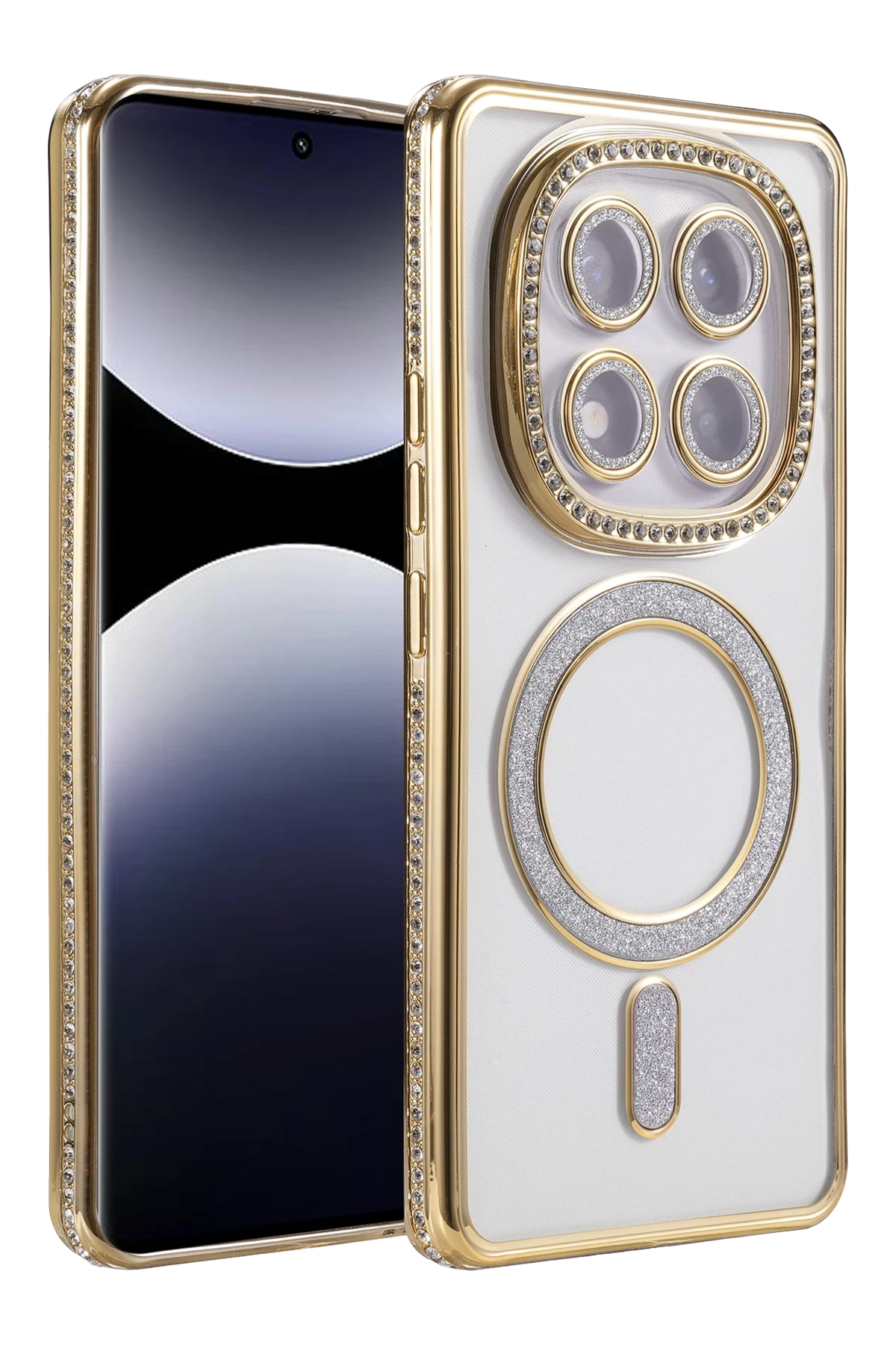 Newface Xiaomi Redmi Note 14 Pro 5G Joke Simli Magneticsafe Kılıf - Gold