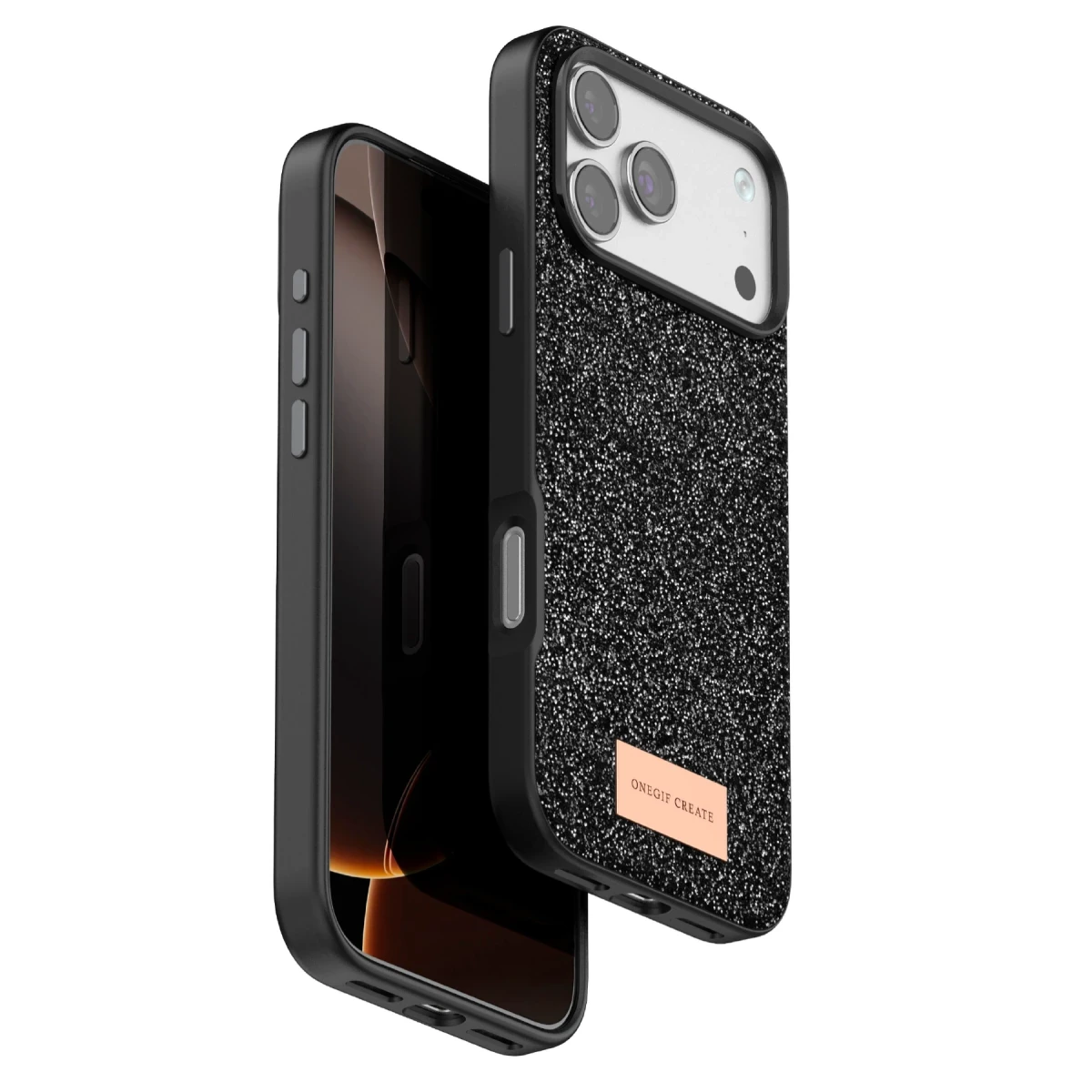 Onegif Apple iPhone 17 Pro Max Bright Simli Kapak - Siyah
