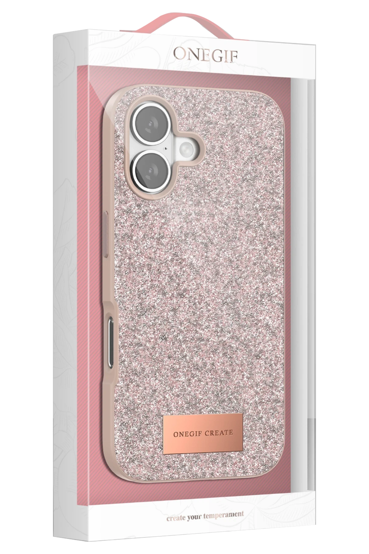 Onegif Apple iPhone 17 Pro Max Bright Simli Kapak - Çöl Titanyum