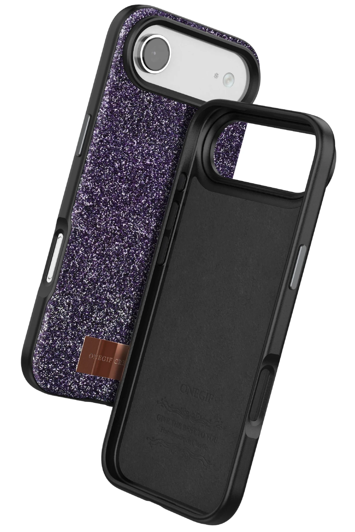 Onegif Apple iPhone 17 Air Bright Simli Kapak - Derin Mor