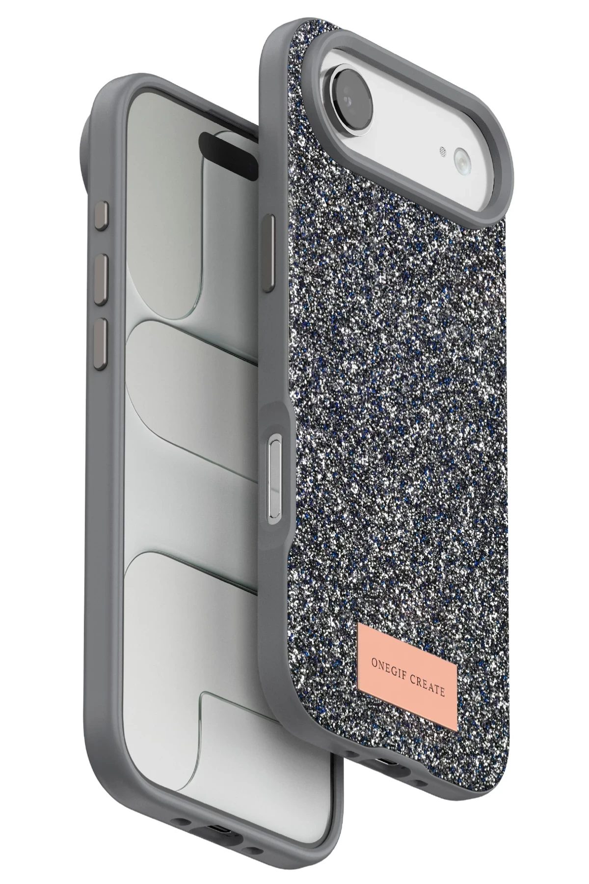 Onegif Apple iPhone 17 Air Bright Simli Kapak - Gümüş