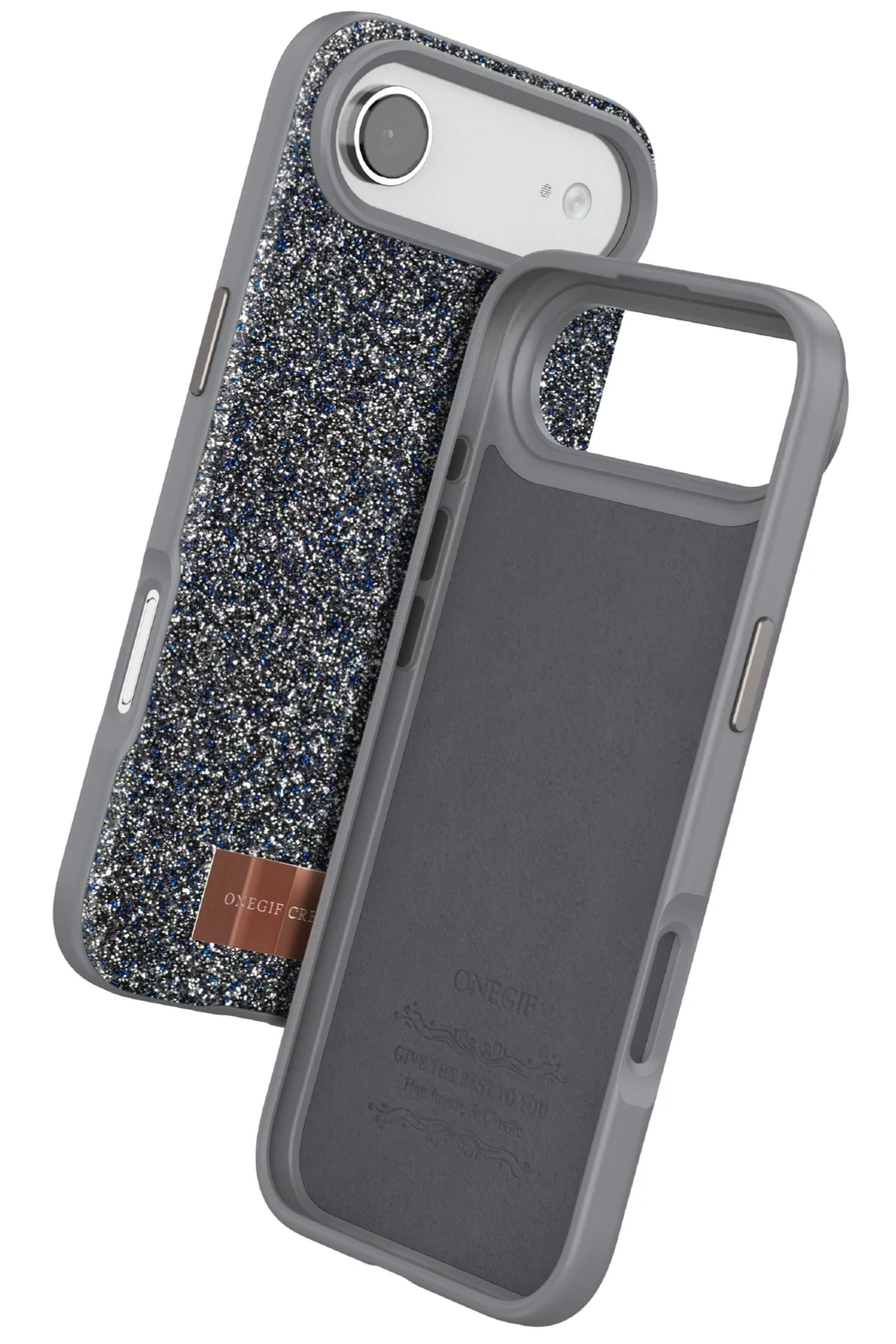 Onegif Apple iPhone 17 Air Bright Simli Kapak - Gümüş