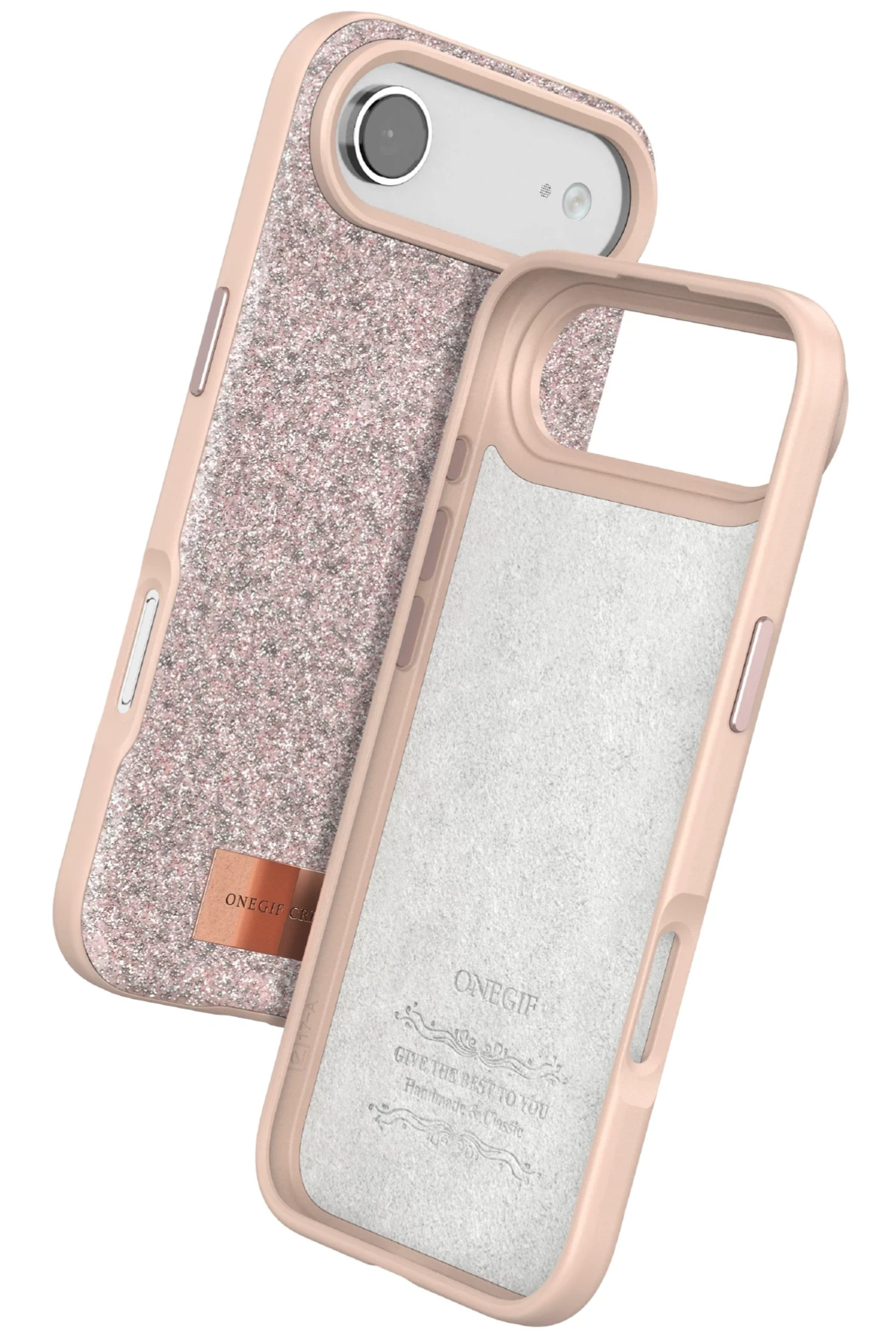 Onegif Apple iPhone 17 Air Bright Simli Kapak - Pembe