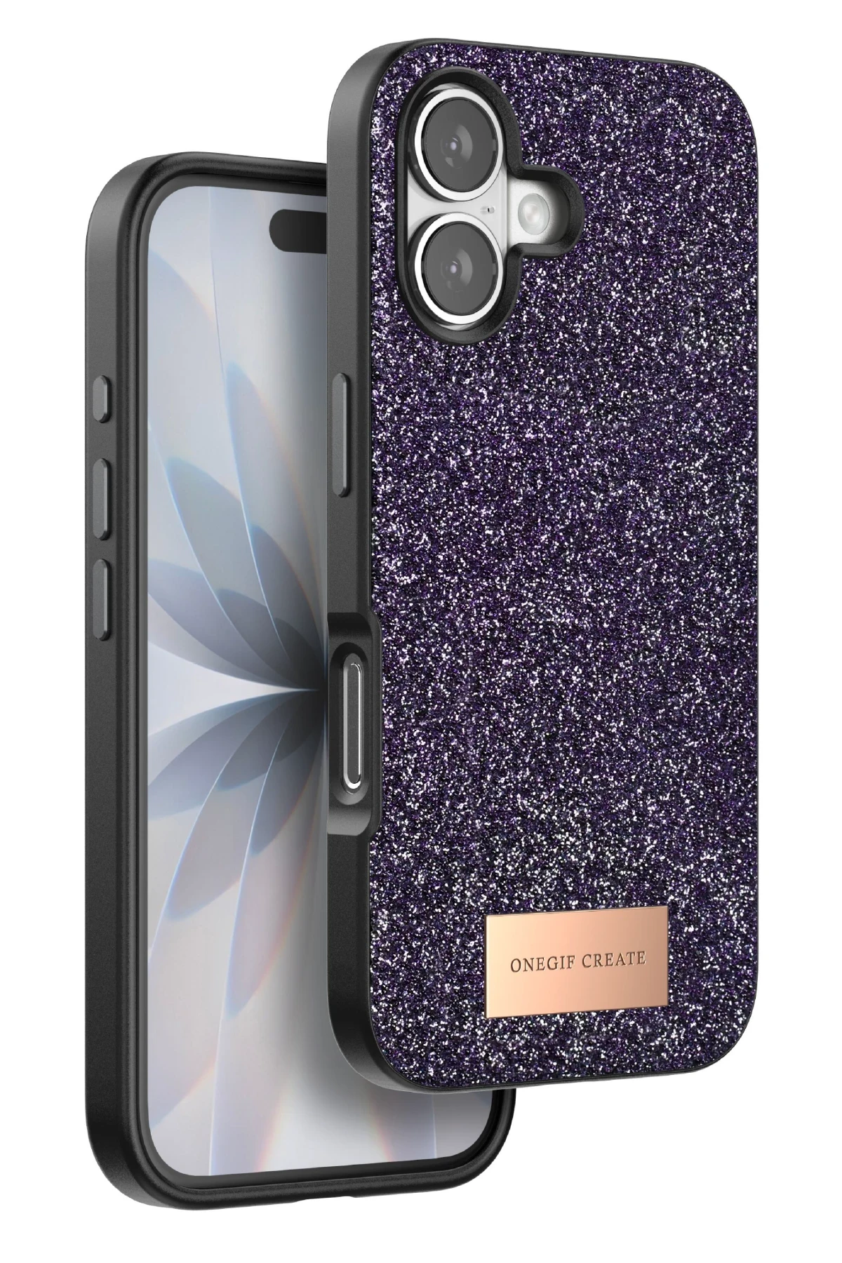Onegif Apple iPhone 17 Bright Simli Kapak - Derin Mor