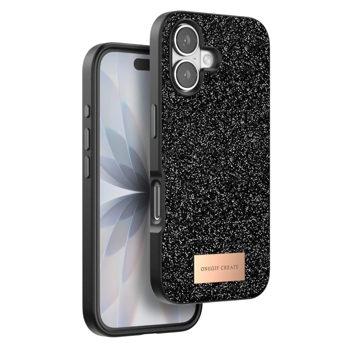 Onegif Apple iPhone 17 Bright Simli Kapak - Siyah