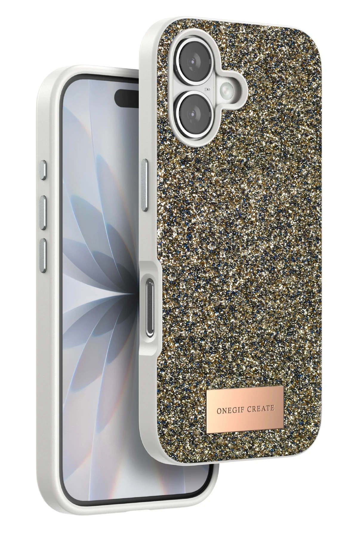 Onegif Apple iPhone 17 Bright Simli Kapak - Çöl Titanyum