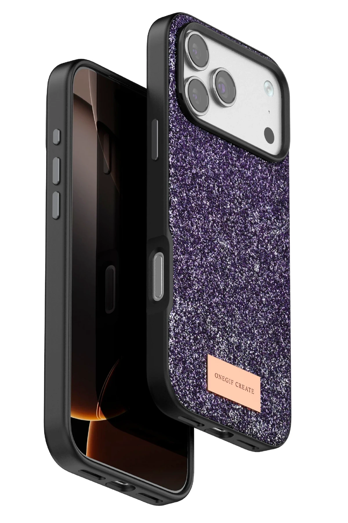Onegif Apple iPhone 17 Pro Bright Simli Kapak - Derin Mor