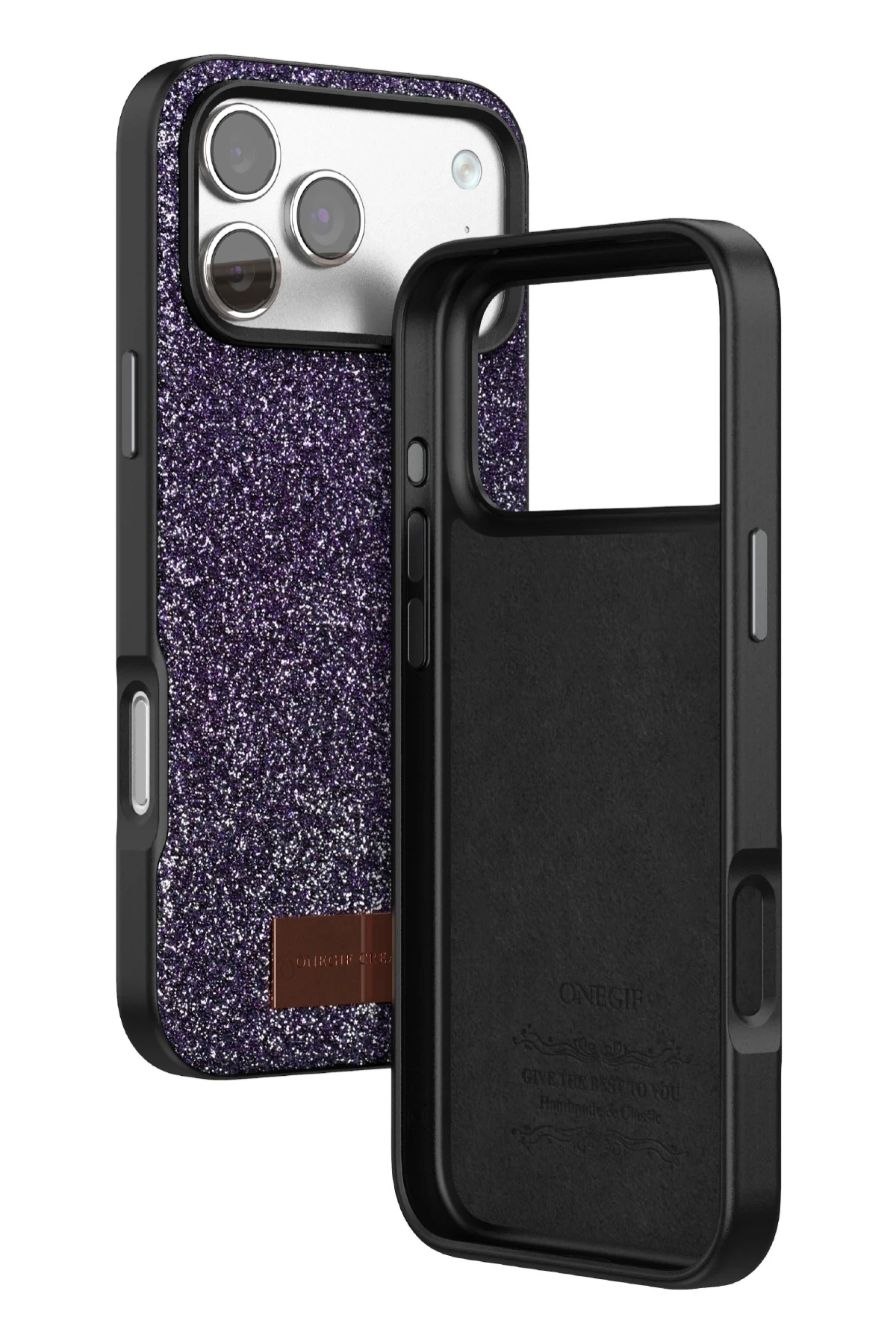 Onegif Apple iPhone 17 Pro Bright Simli Kapak - Derin Mor