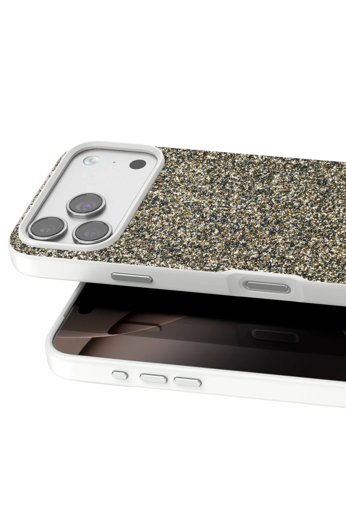 Onegif Apple iPhone 17 Pro Bright Simli Kapak - Çöl Titanyum