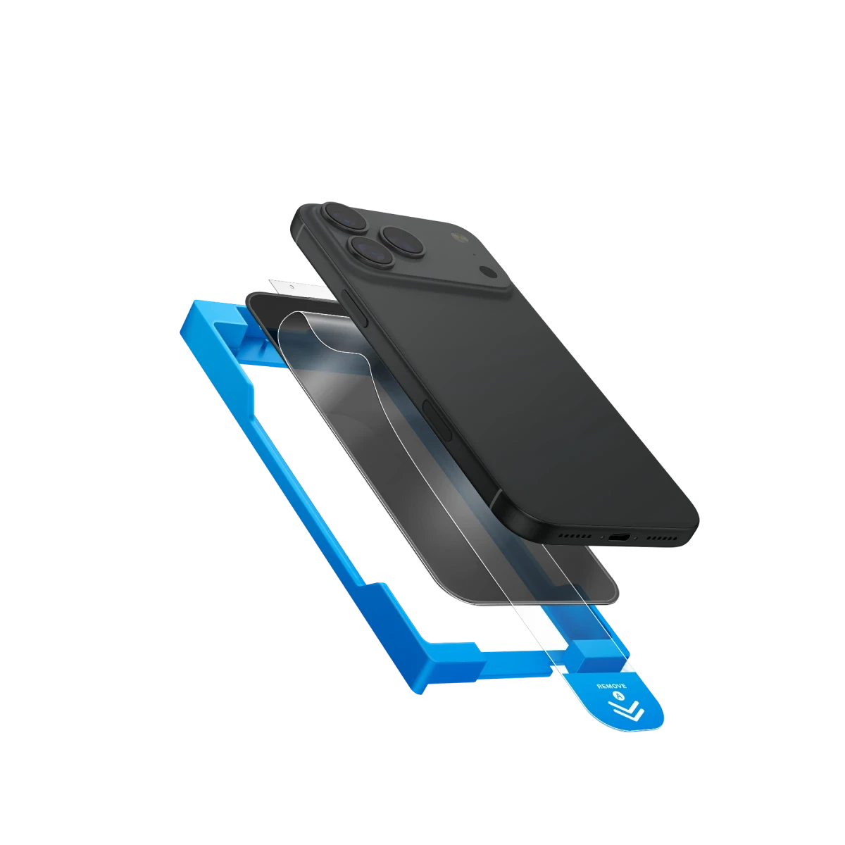 Uniq Apple iPhone 17 Pro Max Optix Exofit Privacy Applicator Cam Ekran Koruyucu - Siyah