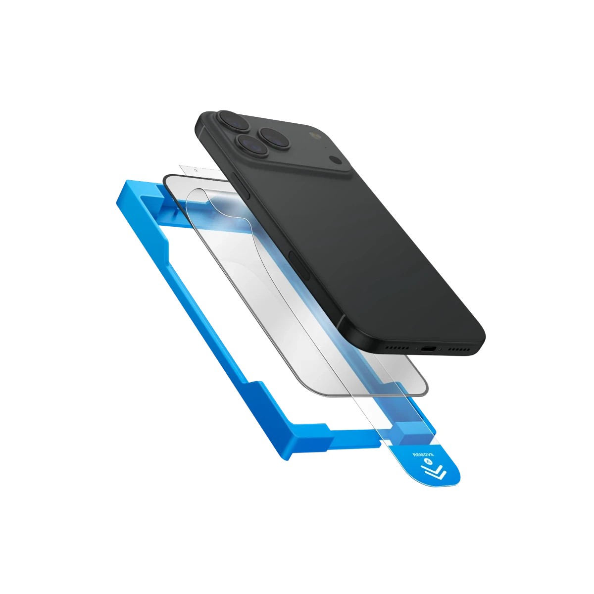 Uniq Apple iPhone 17 Pro Optix Exofit Vivid Applicator HD Cam Ekran Koruyucu - Siyah