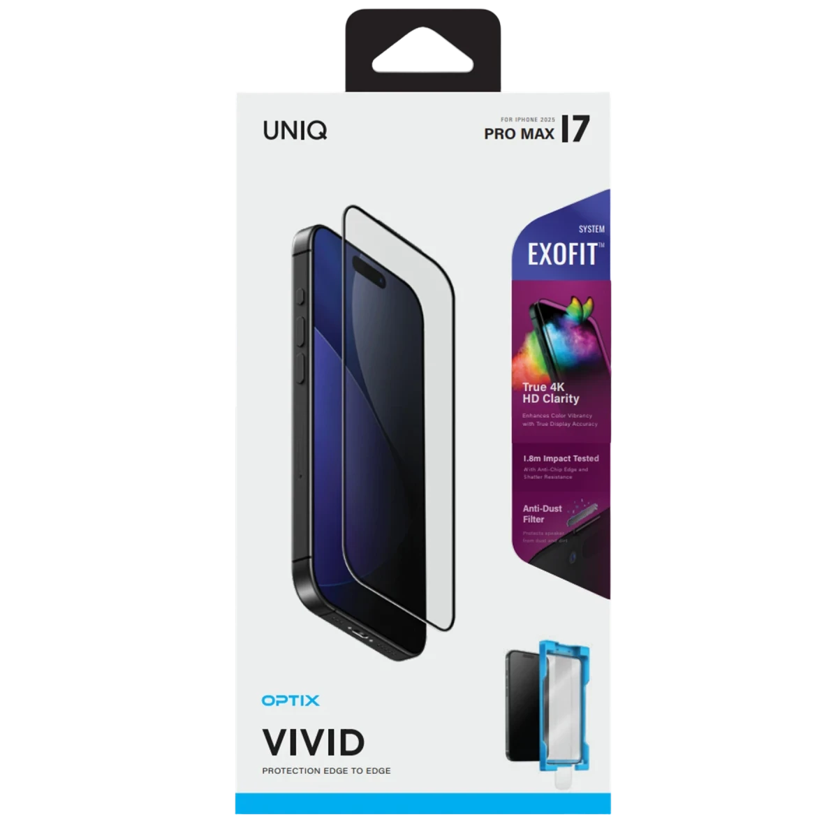 Uniq Apple iPhone 17 Pro Optix Exofit Vivid Applicator HD Cam Ekran Koruyucu - Siyah