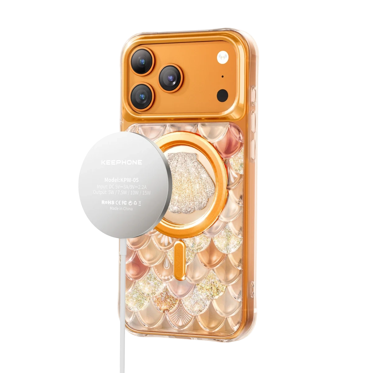 Keephone Apple iPhone 17 Pro Max Iceland Simli Magsafe Kapak - Turuncu
