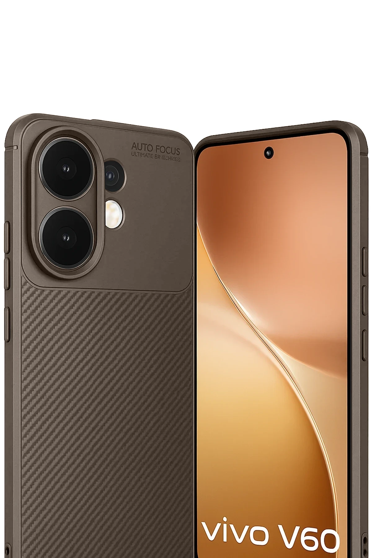 Newface Vivo V60 5G Auto Focus Karbon Kapak - Kahverengi