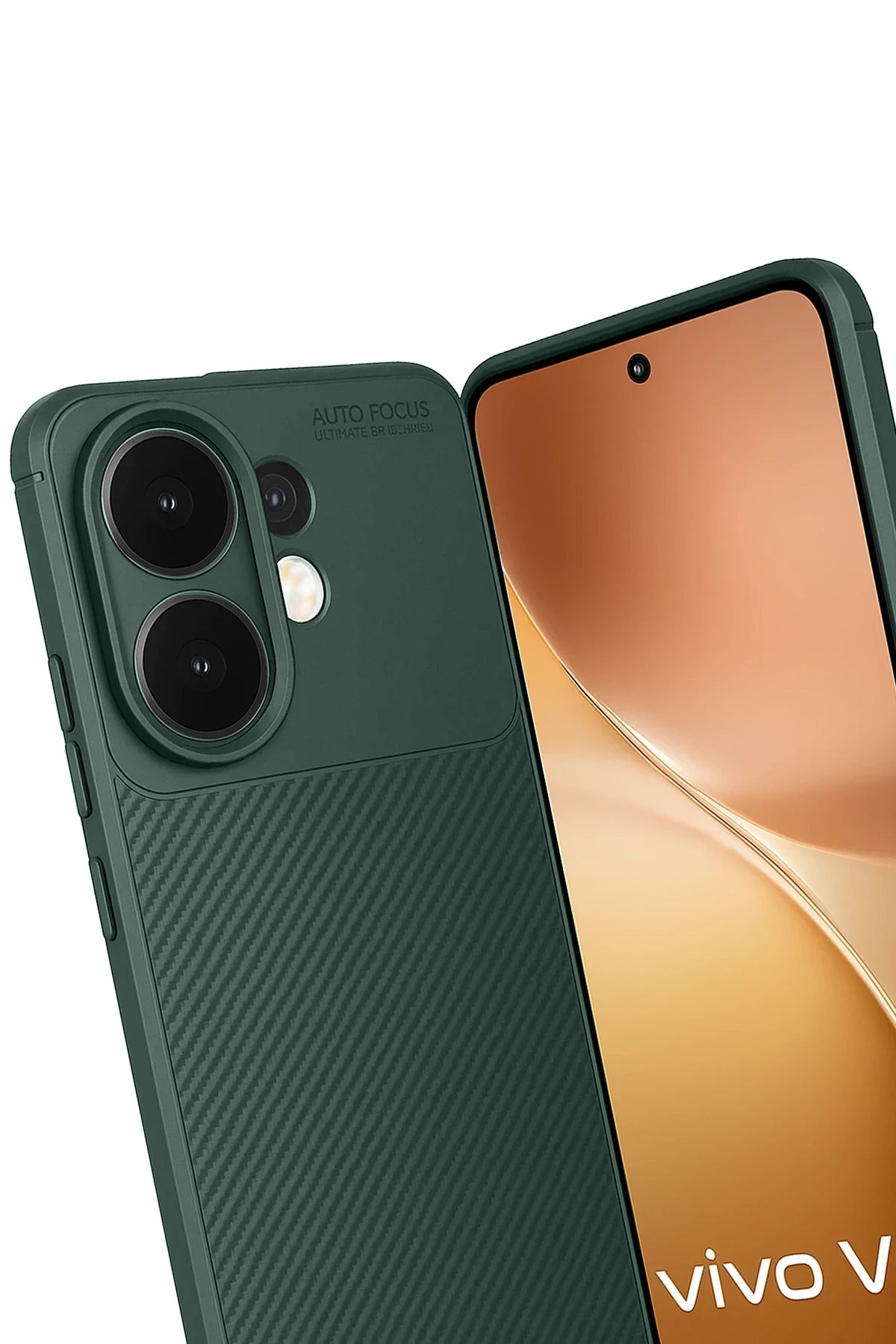 Newface Vivo V60 5G Auto Focus Karbon Kapak - Koyu Yeşil