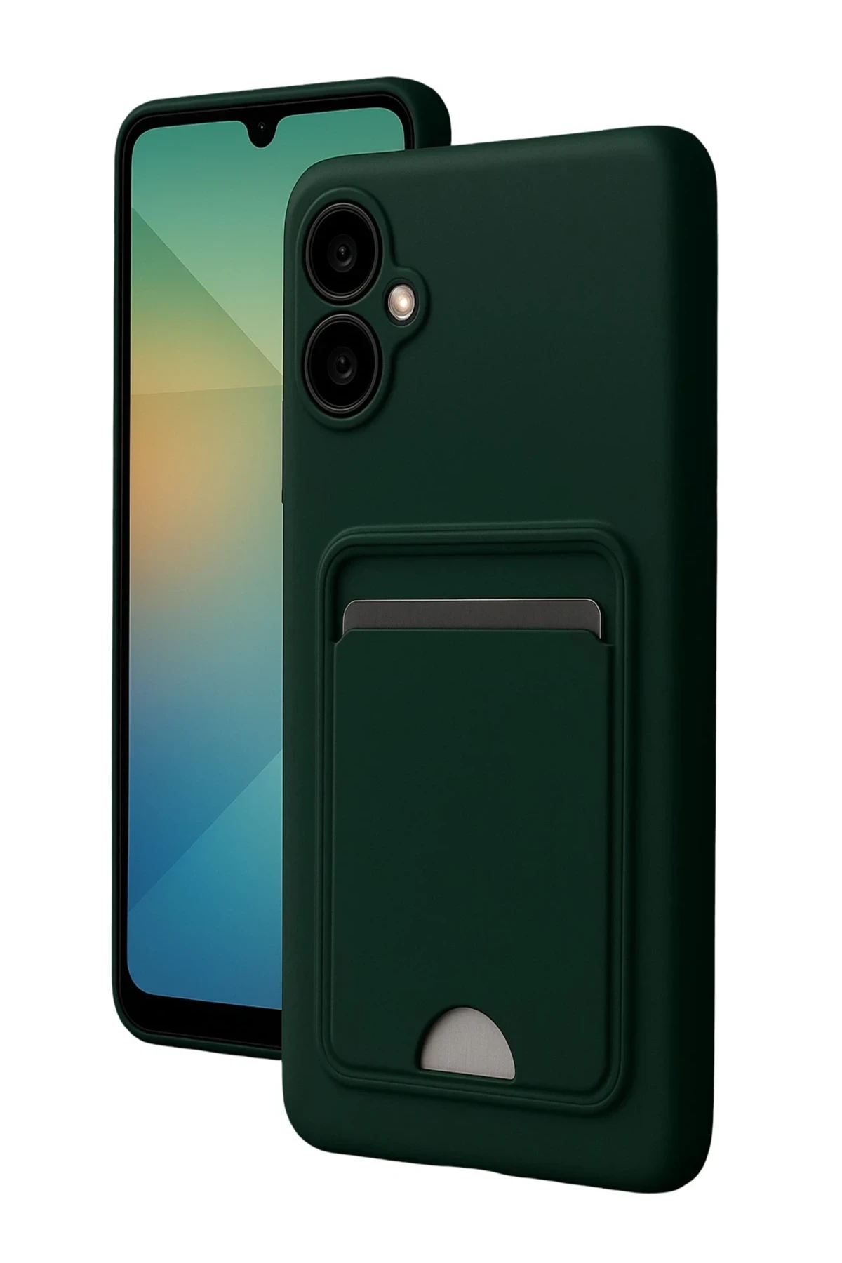 Newface Samsung Galaxy A07 Kelvin Kartvizitli Silikon - Koyu Yeşil