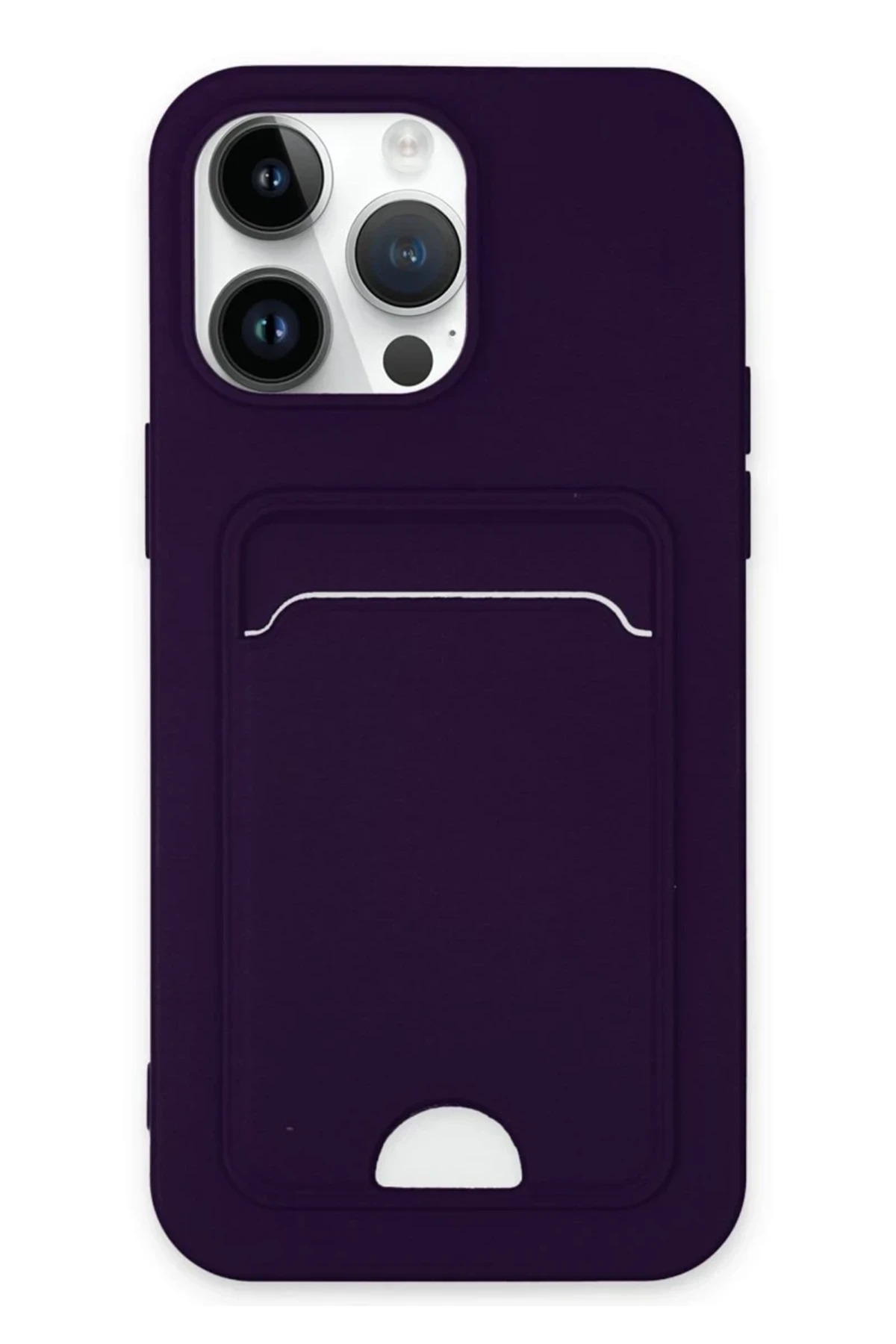 Newface iPhone 14 Pro Kılıf Kelvin Kartvizitli Silikon - Derin Mor