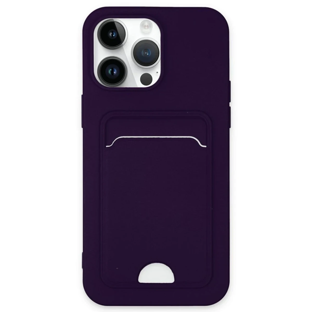 Newface Apple iPhone 14 Pro Kılıf Kelvin Kartvizitli Silikon - Derin Mor