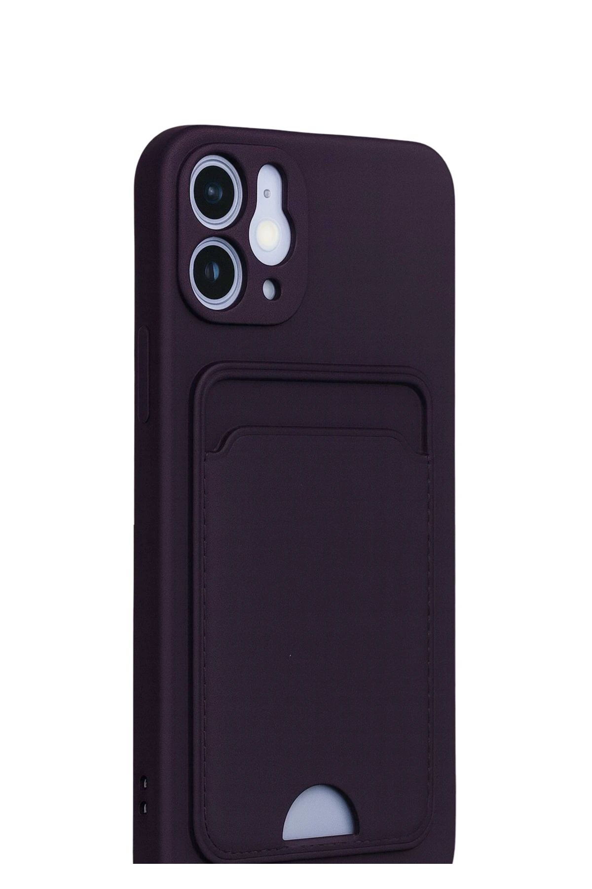 Newface iPhone 12 Kılıf Kelvin Kartvizitli Silikon - Derin Mor