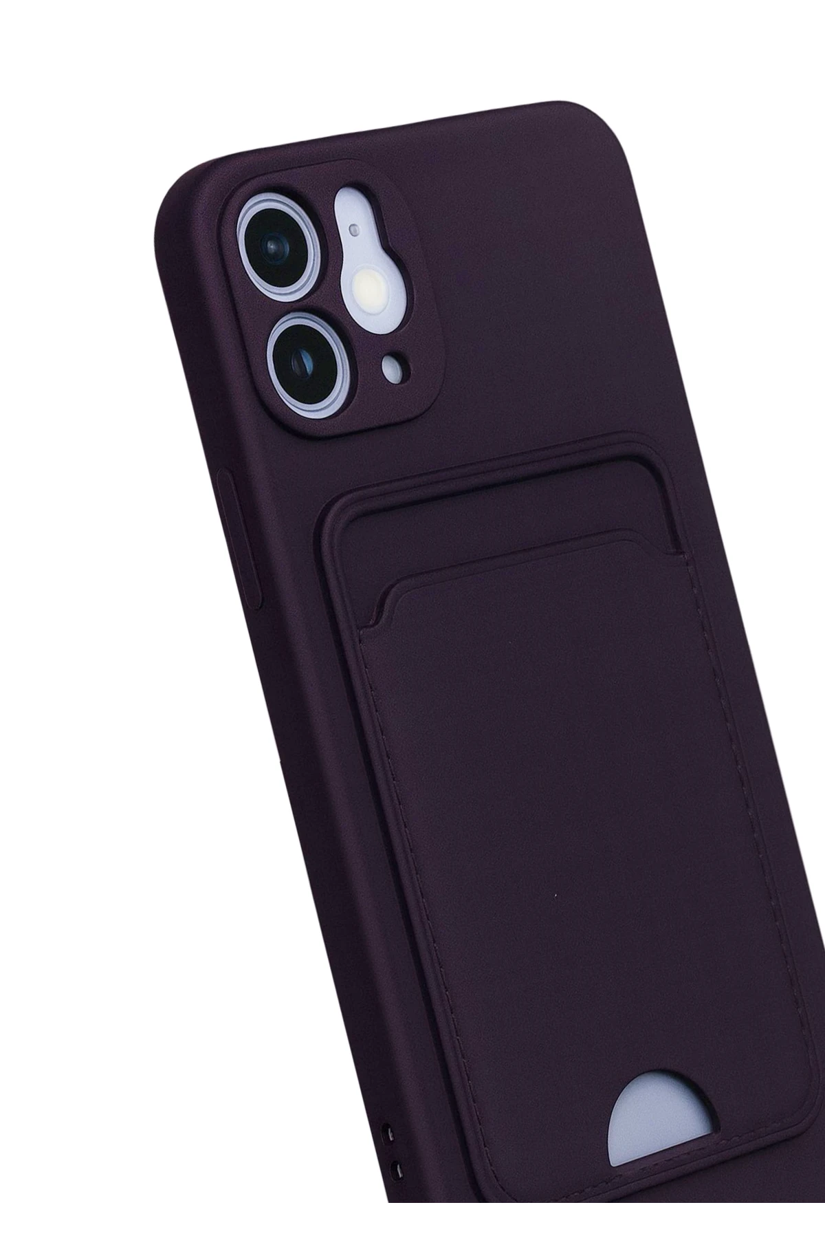 Newface iPhone 12 Kılıf Kelvin Kartvizitli Silikon - Derin Mor