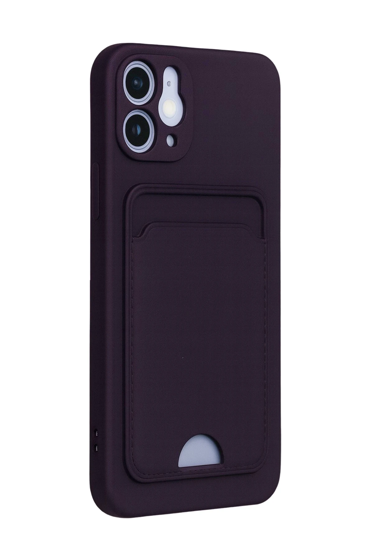 Newface iPhone 12 Kılıf Kelvin Kartvizitli Silikon - Derin Mor