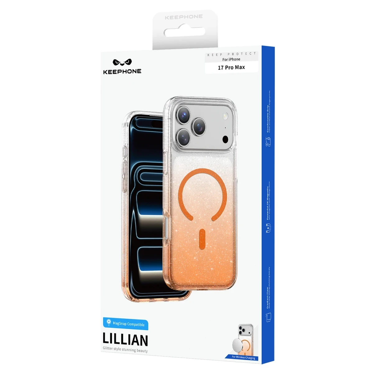 Keephone Apple iPhone 17 Pro Lillian Simli Magsafe Kılıf - Mavi