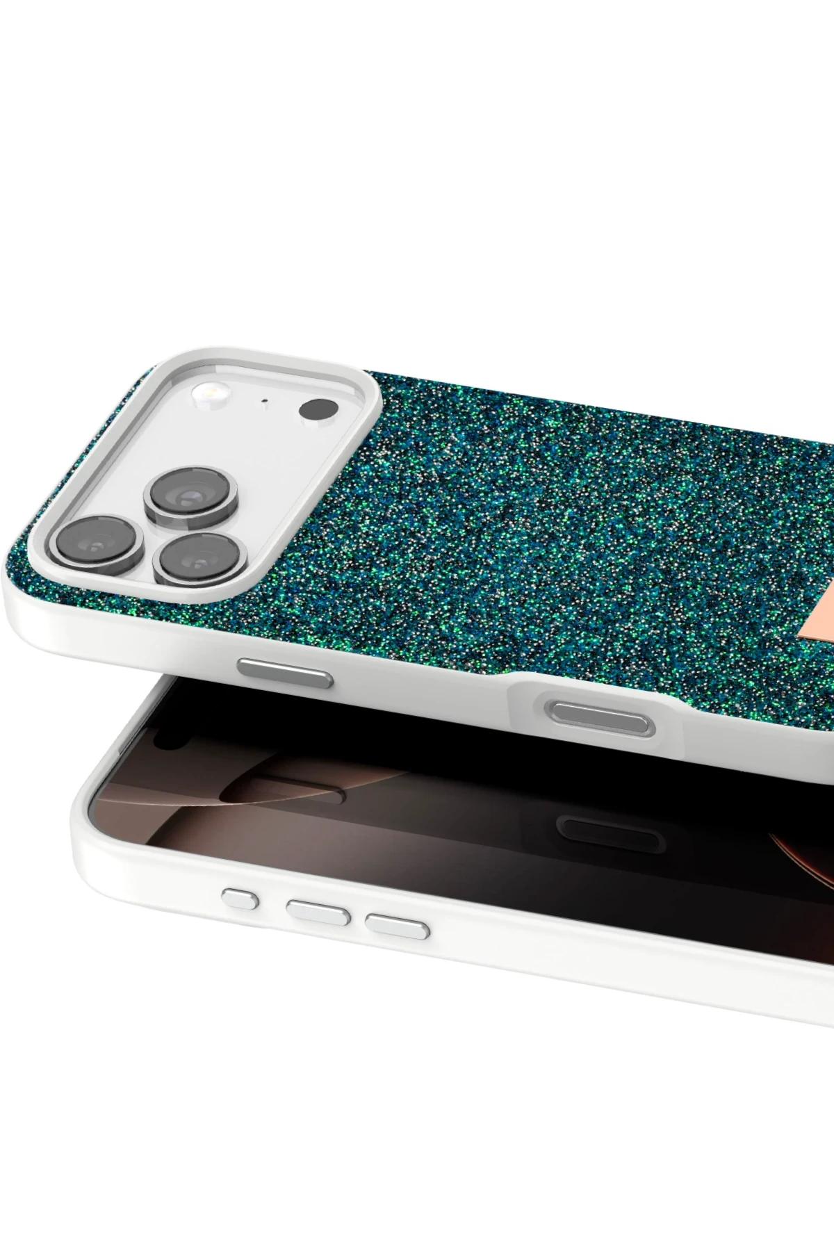 Onegif Apple iPhone 17 Pro Max Bright Simli Kapak - Koyu Yeşil