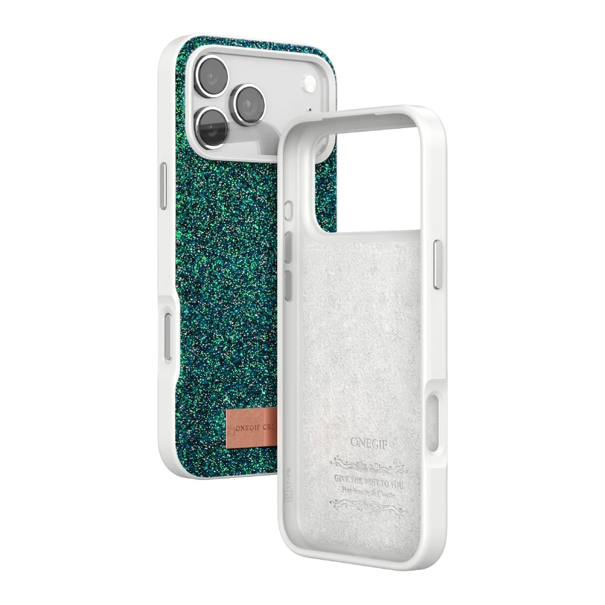 Onegif Apple iPhone 17 Pro Max Bright Simli Kapak - Koyu Yeşil