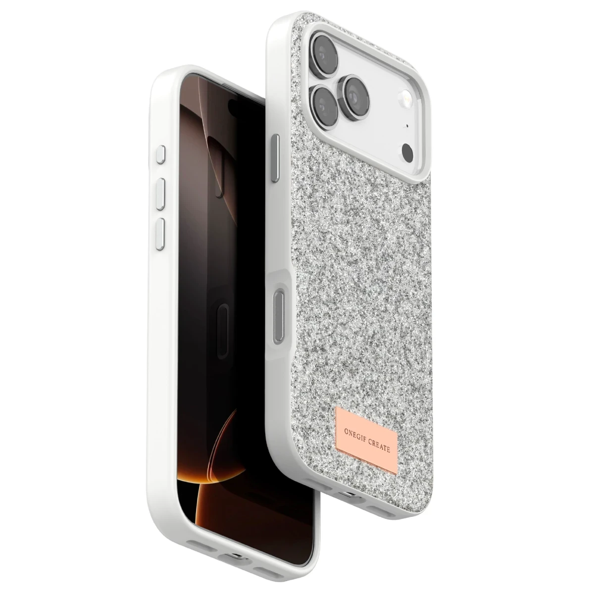 Onegif Apple iPhone 17 Pro Max Bright Simli Kapak - Beyaz