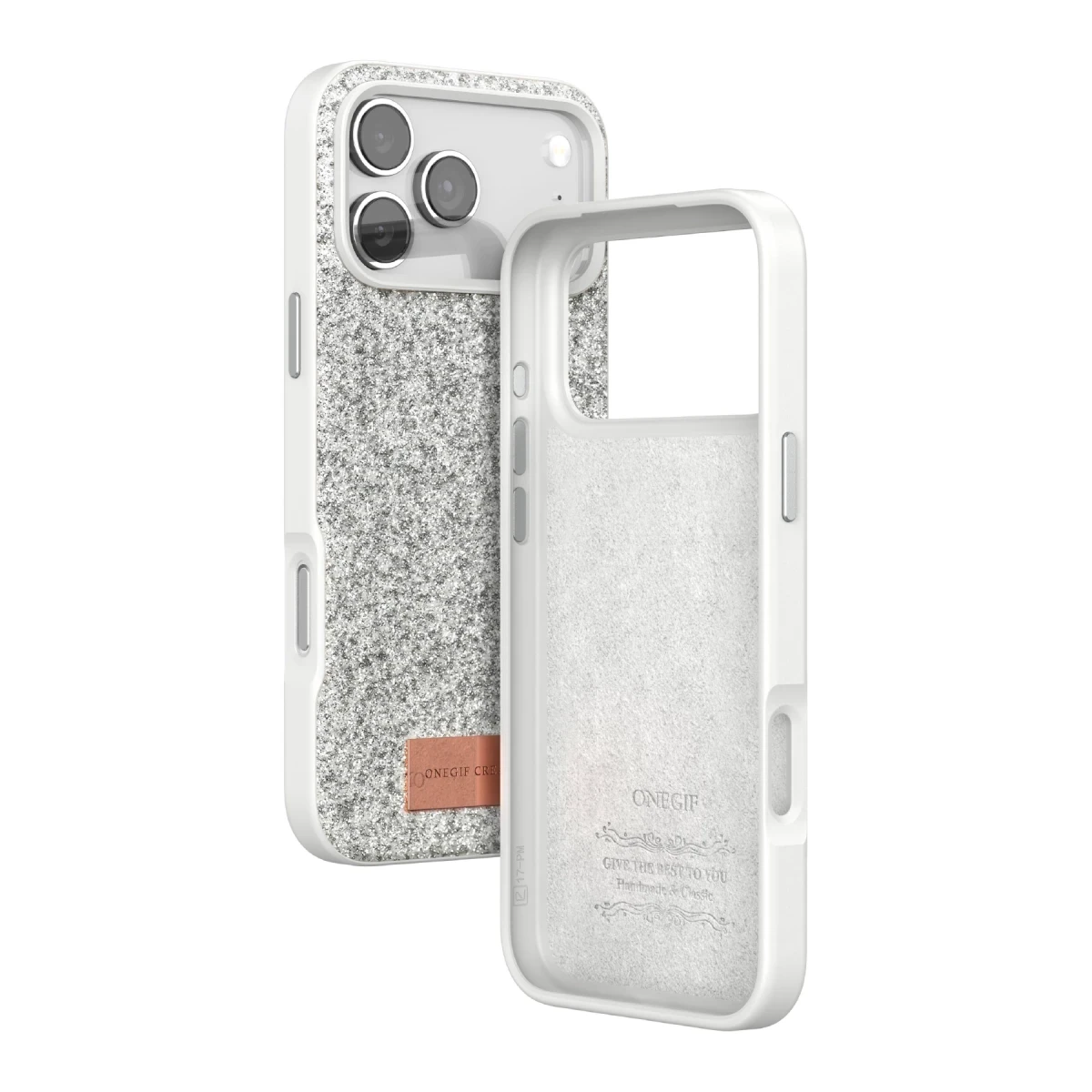 Onegif Apple iPhone 17 Pro Max Bright Simli Kapak - Beyaz