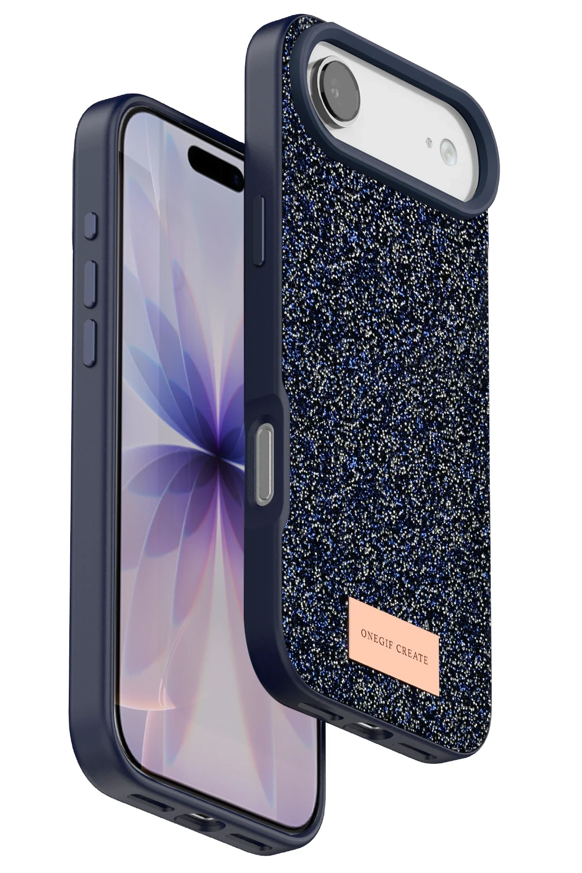 Onegif Apple iPhone 17 Air Bright Simli Kapak - Mavi