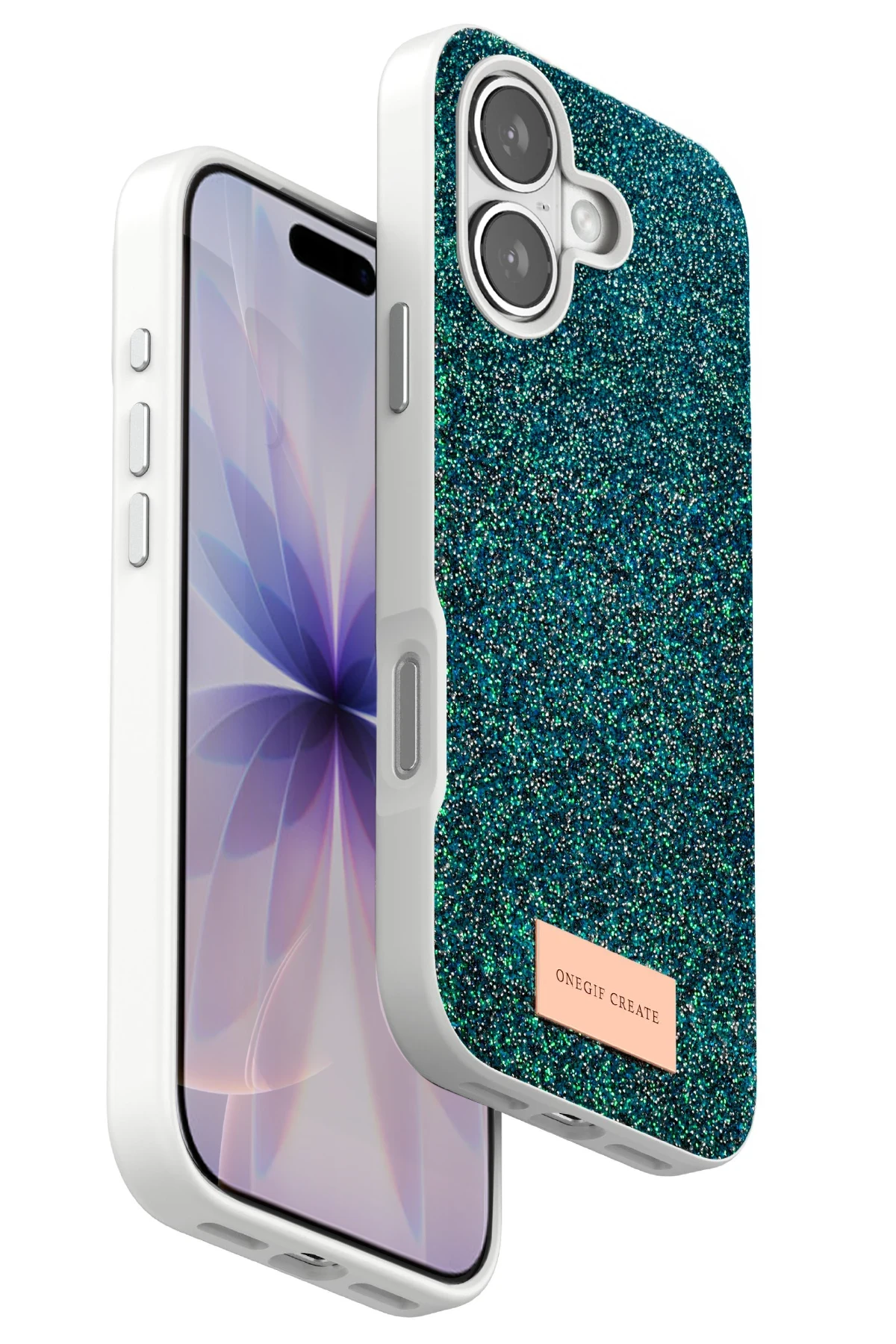 Onegif Apple iPhone 17 Bright Simli Kapak - Koyu Yeşil