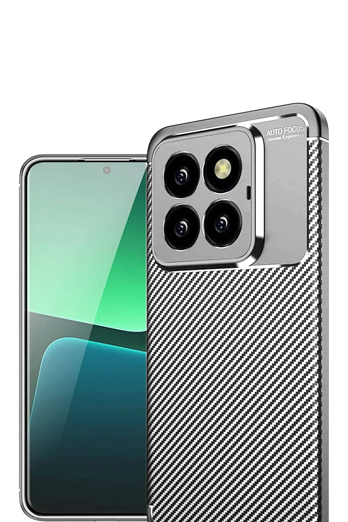 Newface Xiaomi Mi 14T Pro Kılıf Auto Focus Karbon Kapak - Gri