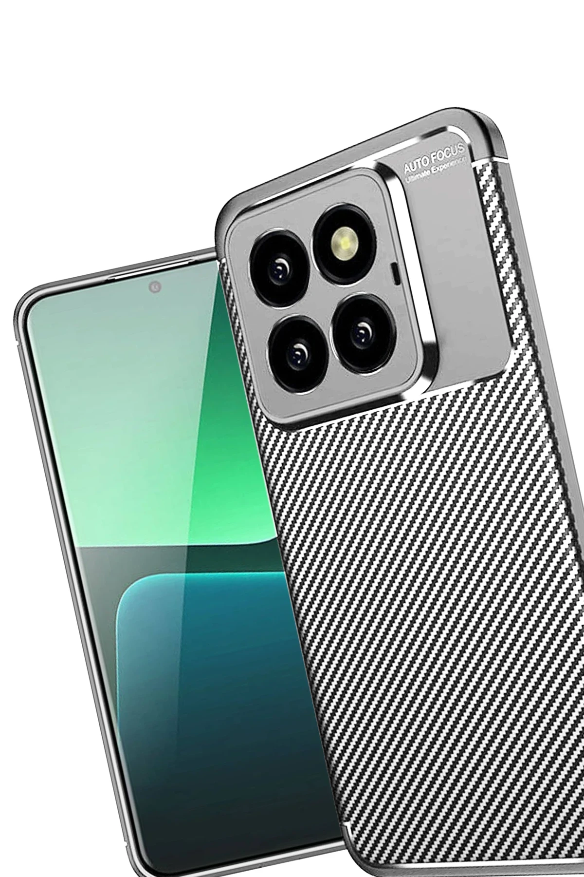 Newface Xiaomi Mi 14T Pro Kılıf Auto Focus Karbon Kapak - Gri