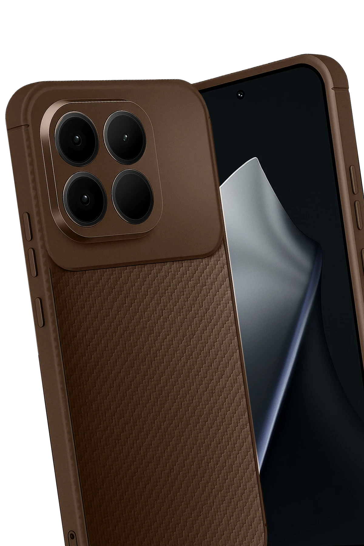 Newface Xiaomi Mi 15T Auto Focus Karbon Kapak - Kahverengi