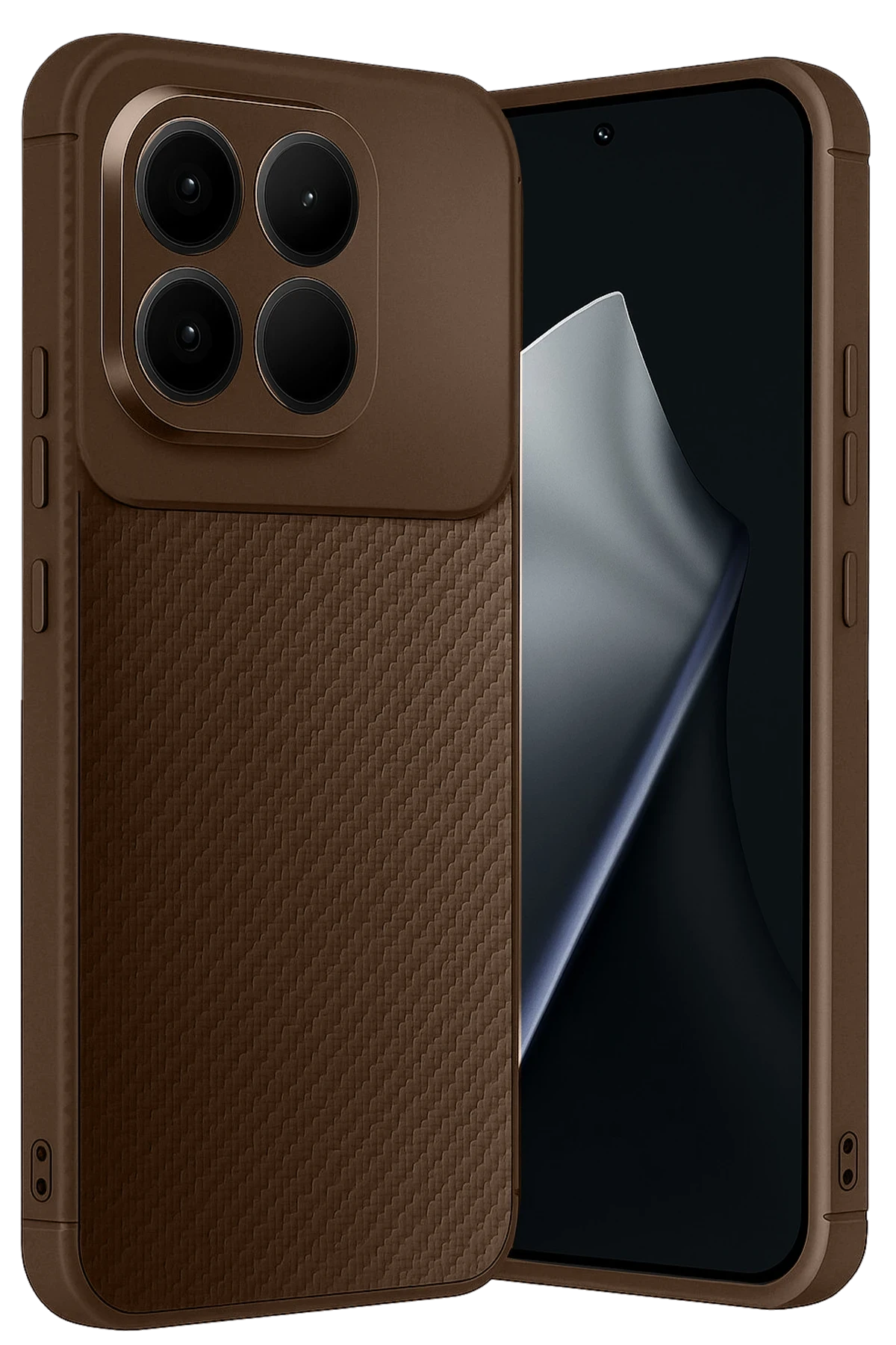 Newface Xiaomi Mi 15T Auto Focus Karbon Kapak - Kahverengi
