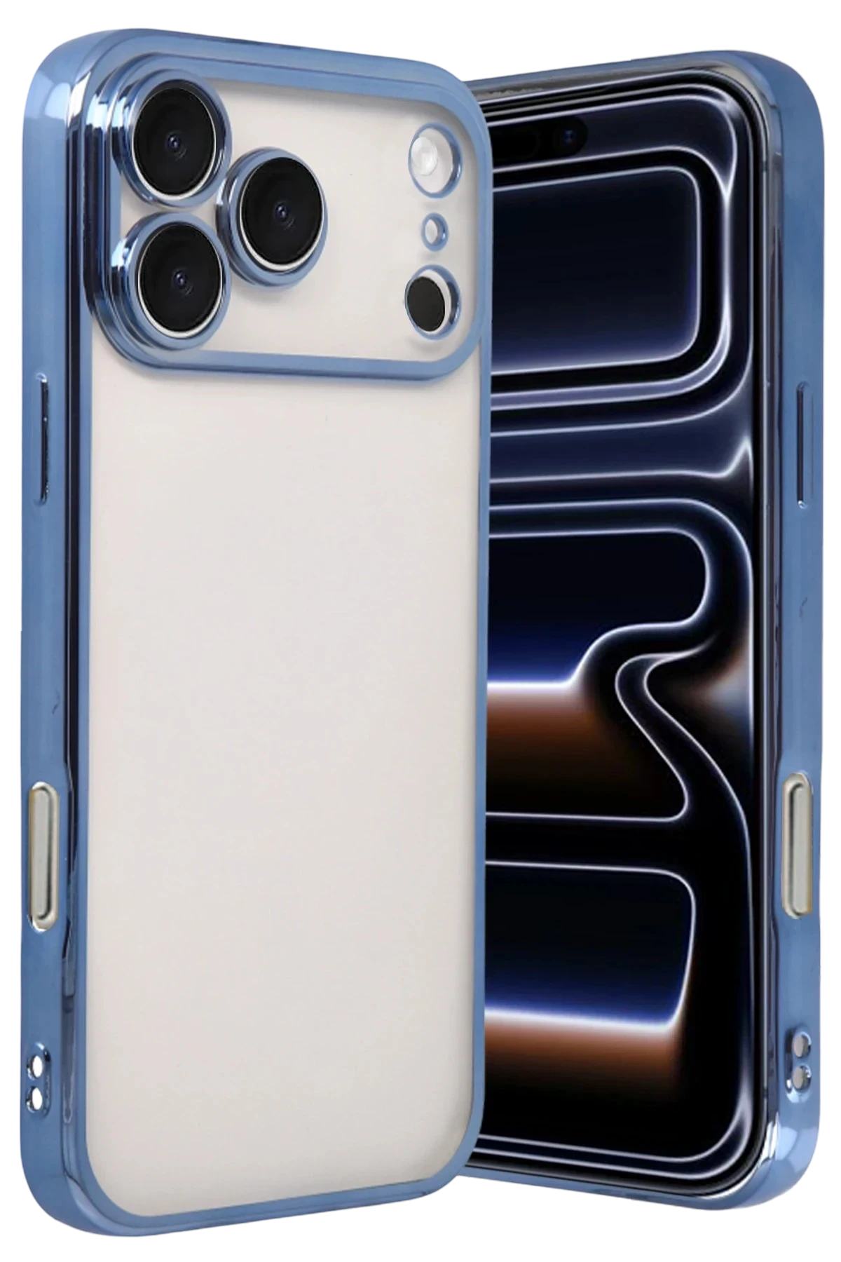Newface Apple iPhone 17 Pro Max Razer Lensli Silikon - Açık Mavi
