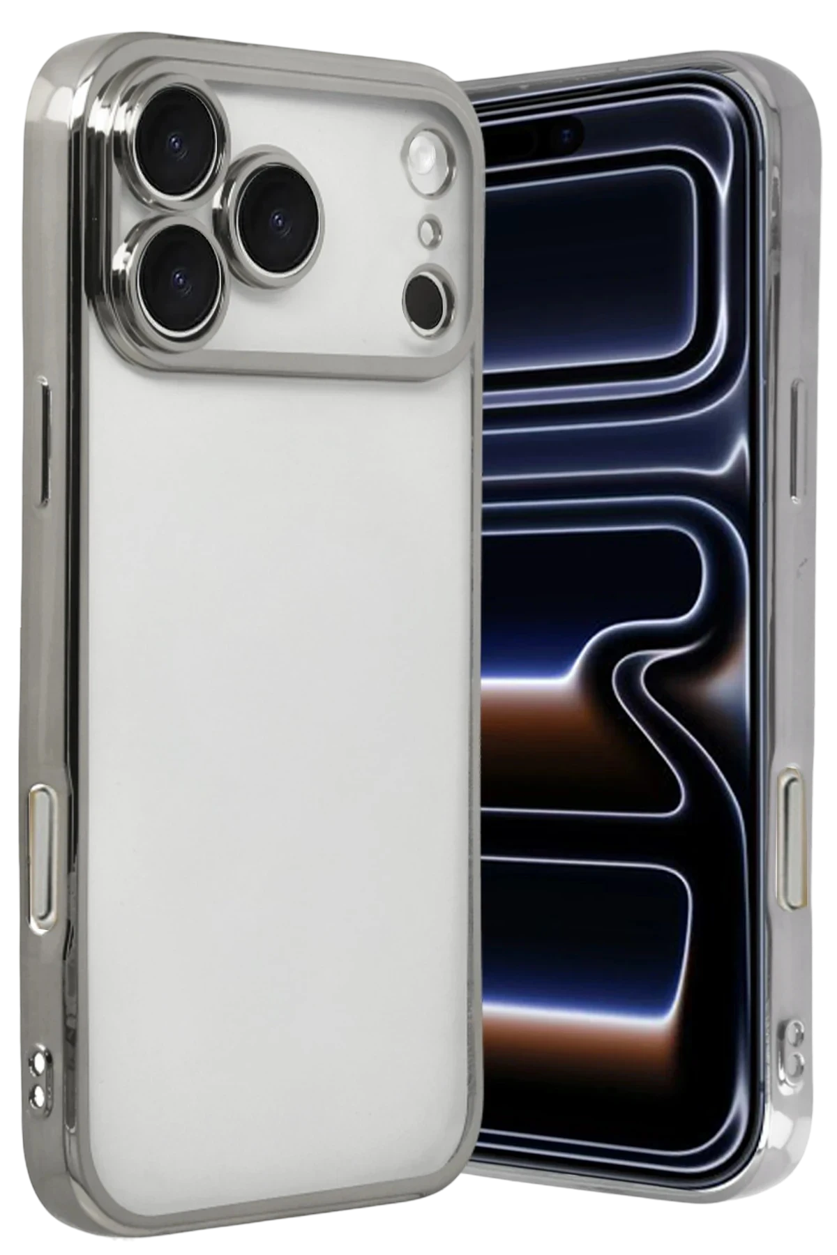Newface Apple iPhone 17 Pro Razer Lensli Silikon - Gümüş