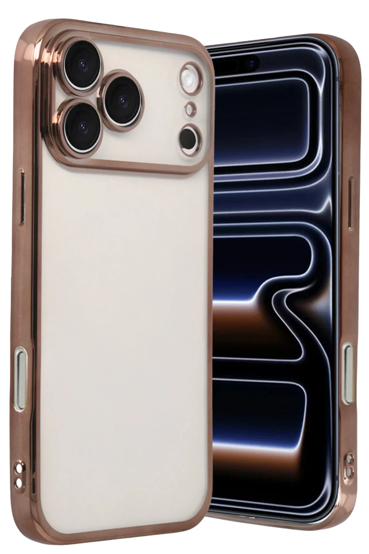 Newface Apple iPhone 17 Pro Max Razer Lensli Silikon - Çöl Titanyum