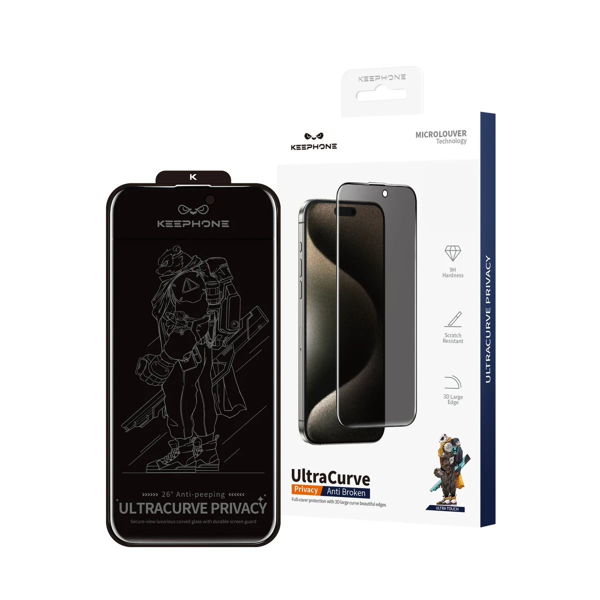 Keephone Apple iPhone 17 Pro UltraCurve Privacy 3D Cam Ekran Koruyucu - Siyah