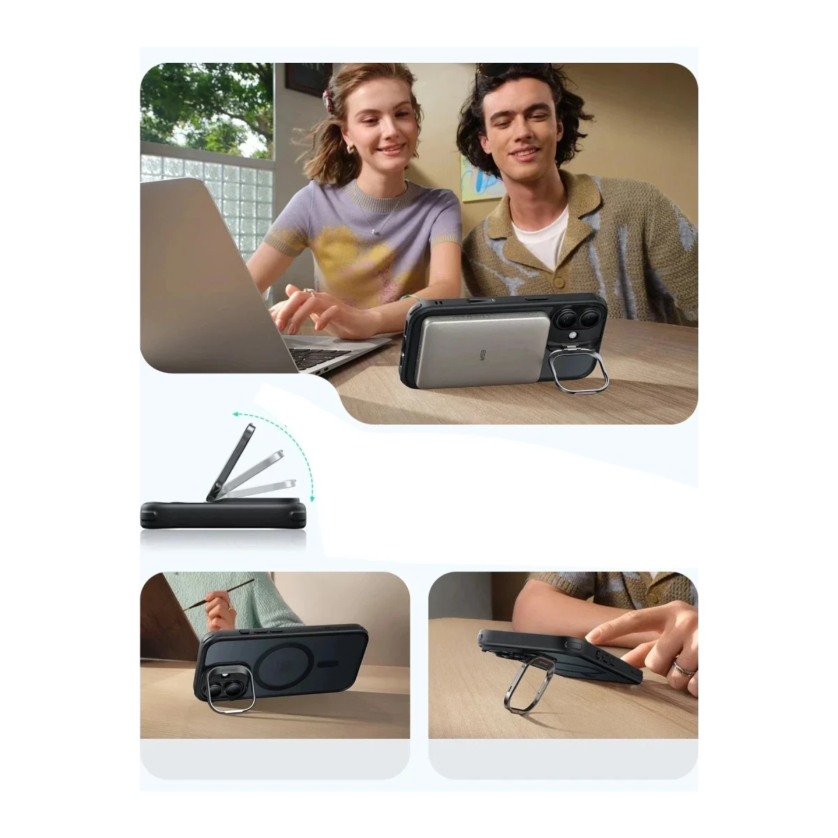 ESR Apple iPhone 17 Classic Hybrid Magsafe Standlı Kapak - Buzlu Siyah