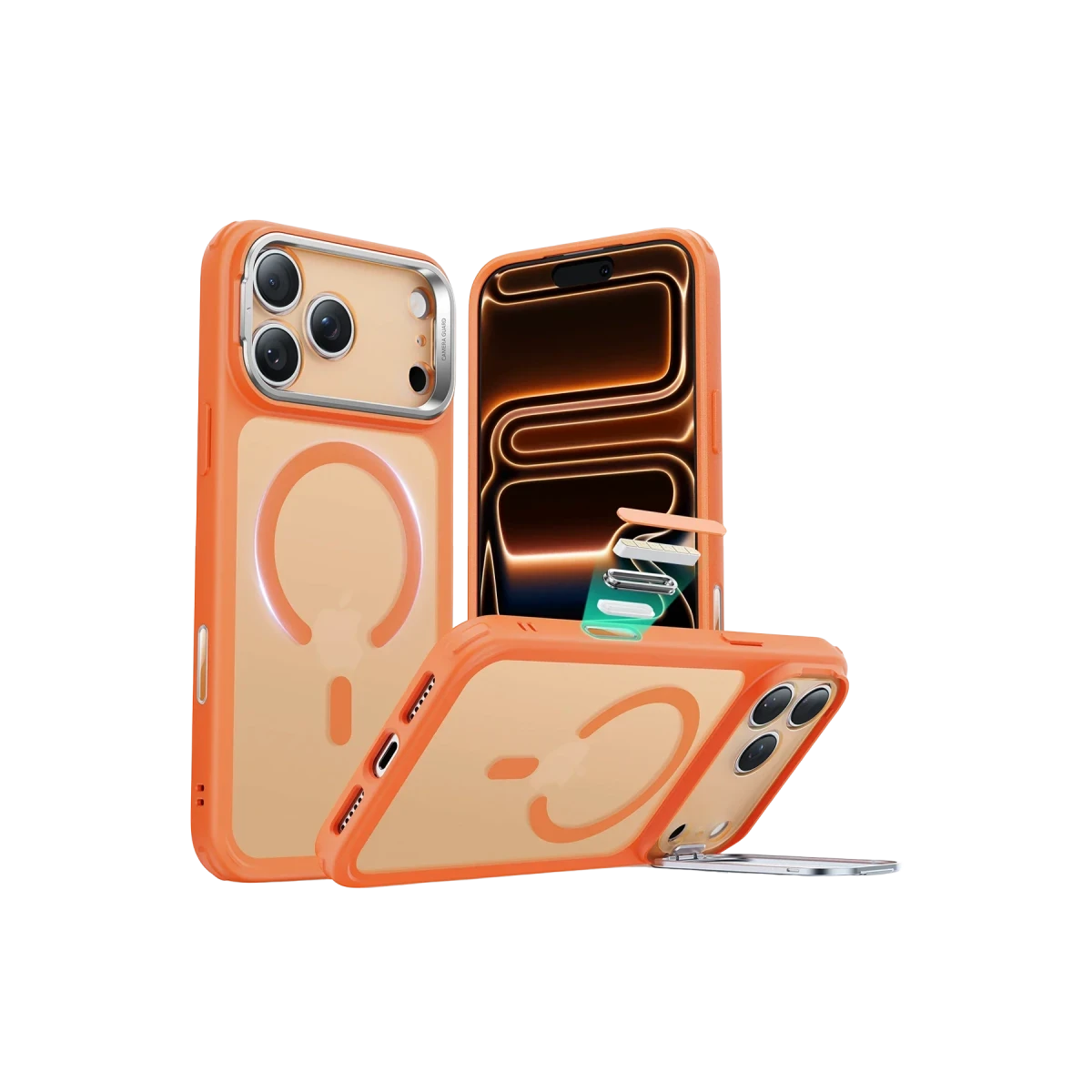 ESR Apple iPhone 17 Pro Max Classic Hybrid Magsafe Standlı Kapak - Turuncu